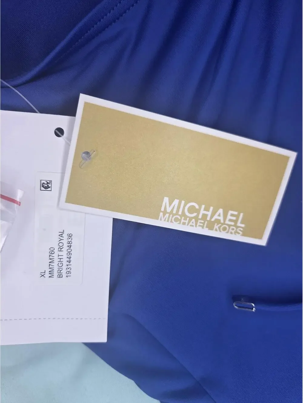 Michael Kors Royal Blue Ruched Swim Top Size XL New With Tags